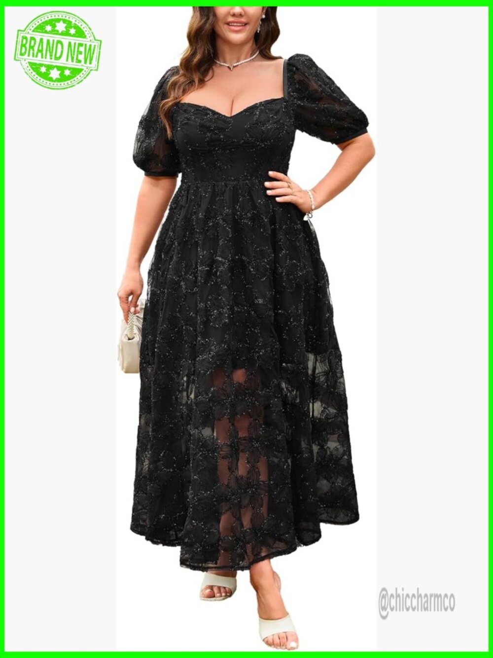 Plus Size Floral Embroidered A-Line Cocktail Dress, Hide Tummy, Wedding Guest